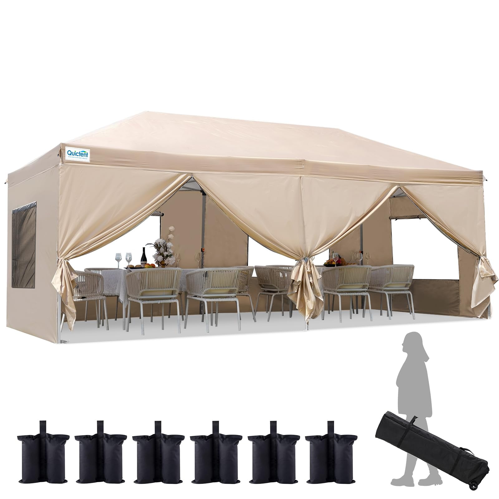 Quictent Privacy 10x20 ft Pop up Canopy with Sidewalls Ez up Canopy