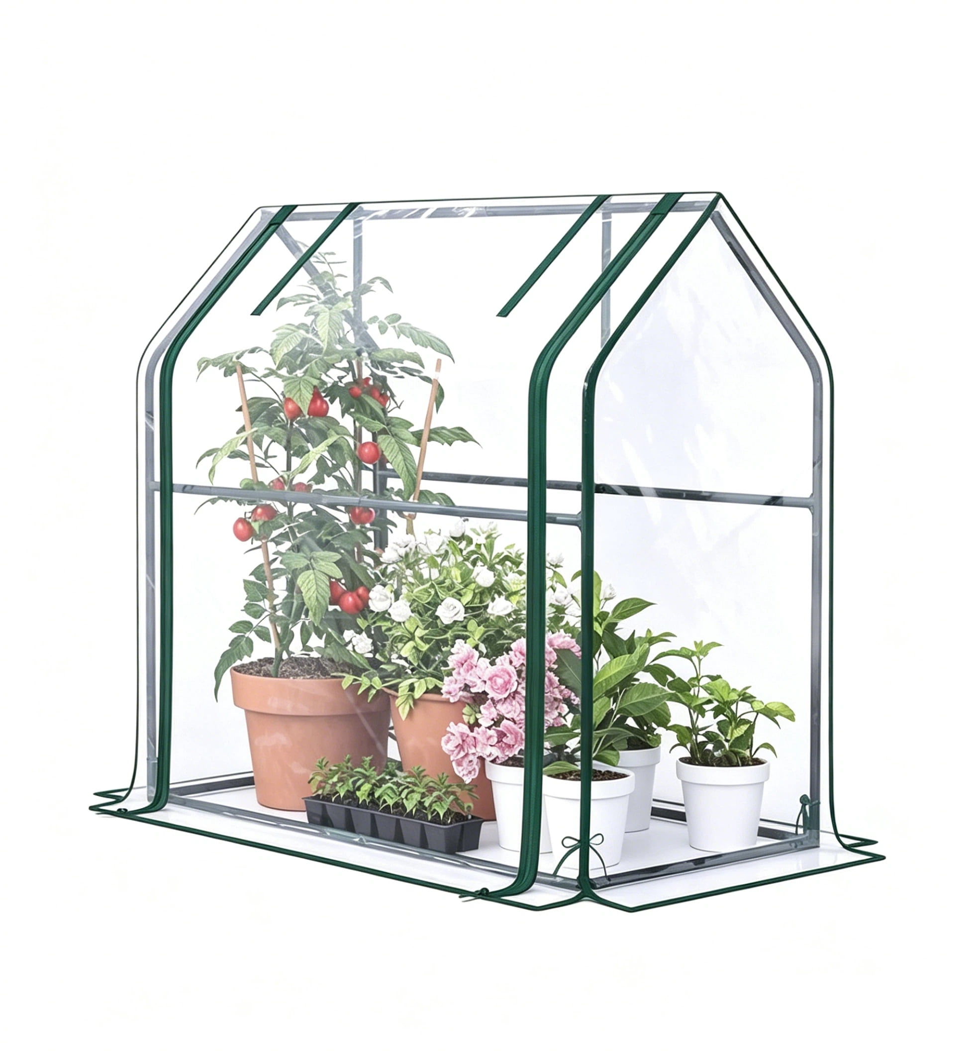Quictent Portable Mini Cloche Greenhouse w/ Elevated Bottom, Reinforced High Light Transmission Waterproof UV-Resistant Hot House for Indoor Outdoor, 36" x 18" x 33", Clear