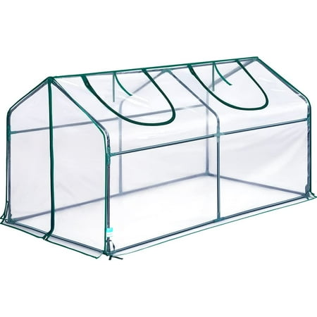 Quictent Portable Mini Cloche Greenhouse w/ Elevated Bottom, Roll-up Zippered Window Waterproof UV-resistant Hot House for Indoor Outdoor Gaden (71"WX 36"D X 36"H)