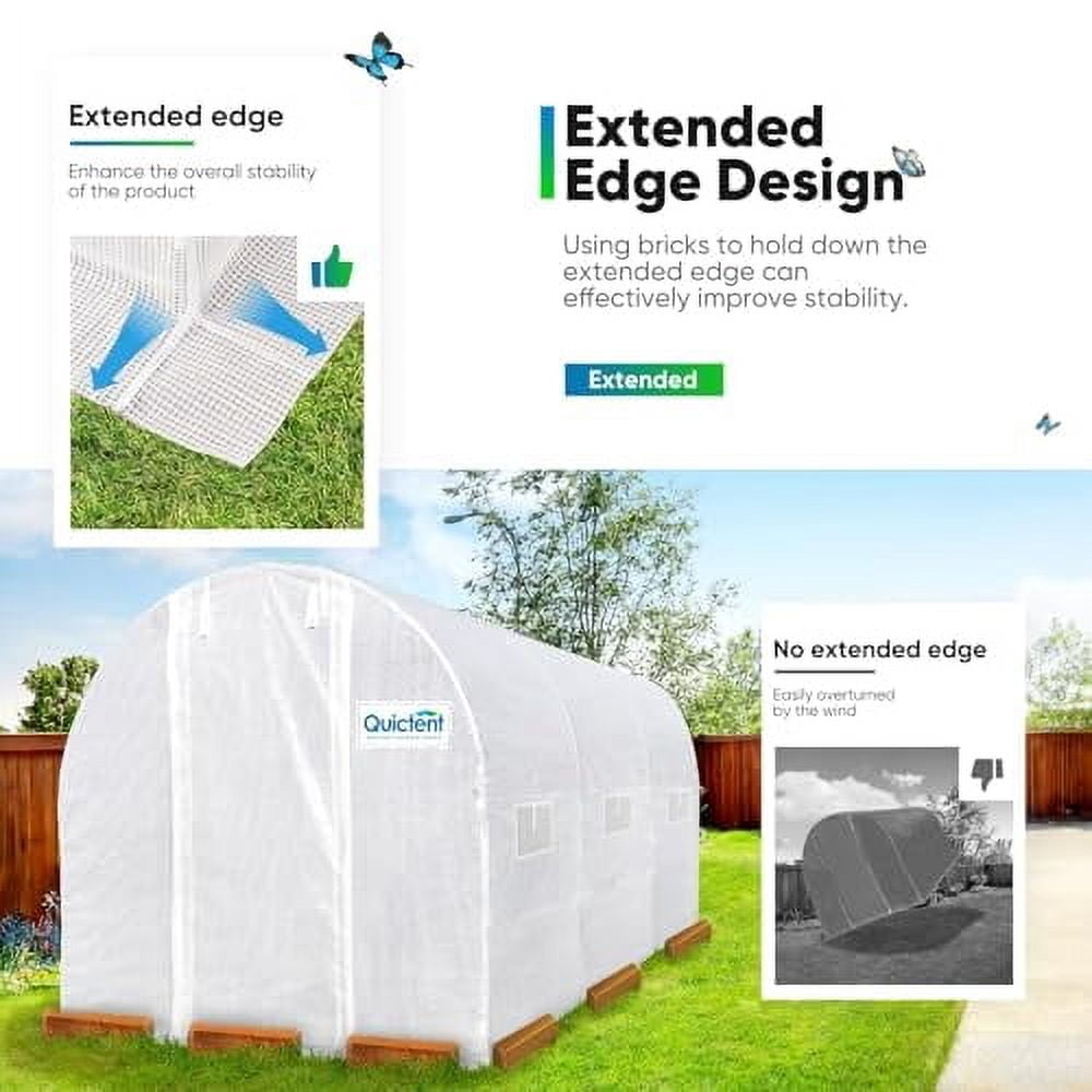 Quictent 20x10ft Premium Greenhouse - Heavy Duty Portable Garden House With 8 Windows