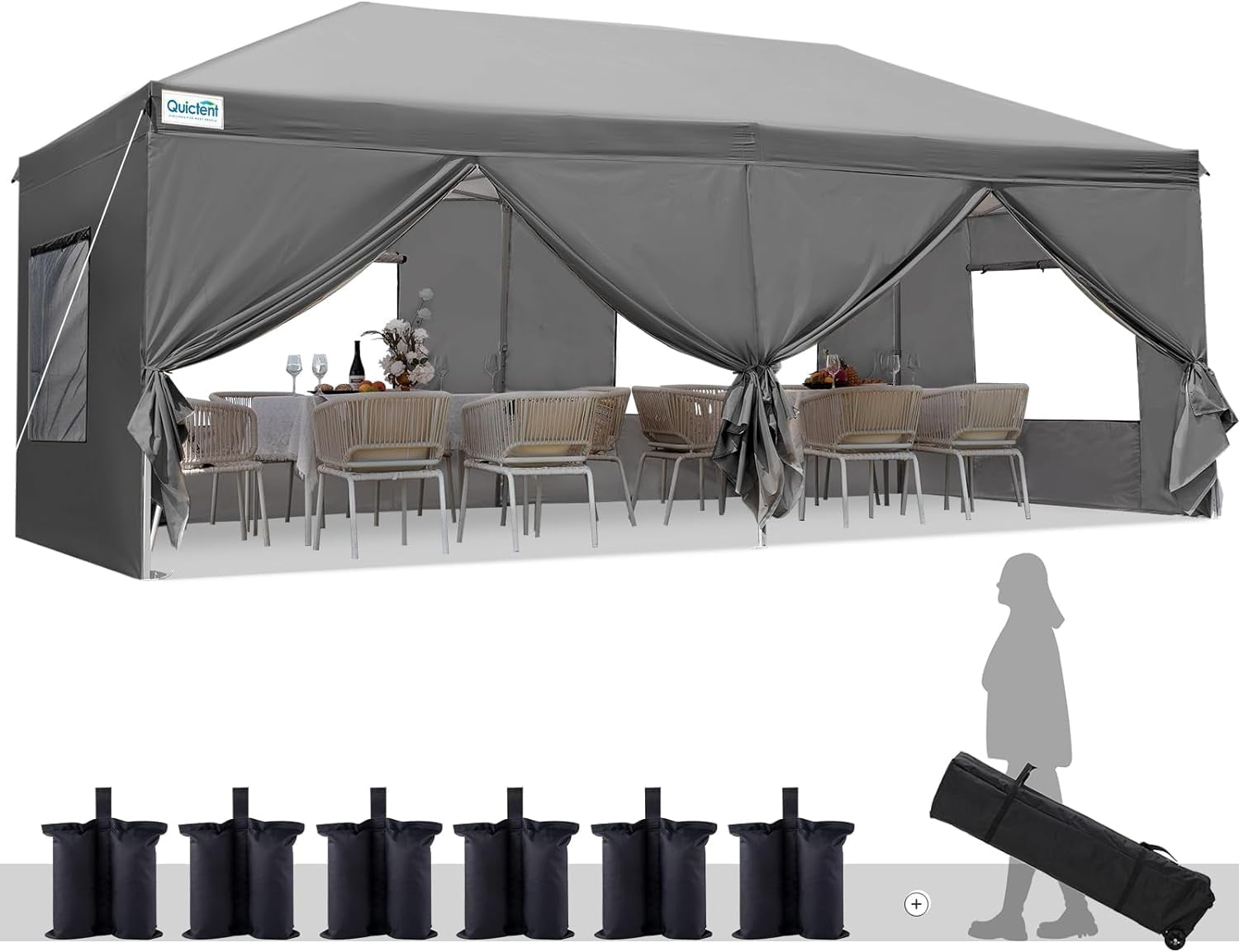 Quictent Privacy 10x20 Pop up Canopy with Sidewalls, Enclosed Ez Party