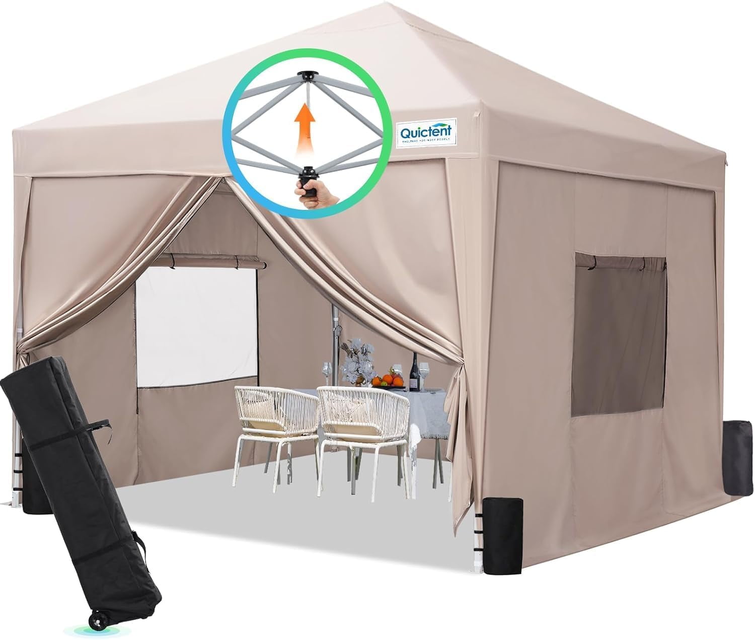 Quictent Privacy 6.6x6.6 Pop up Canopy Tent with Sidewalls and Roll-up Ventilated Windows, Outdoor Commercial Gazebo Shelter Enclosed Waterproof, Bonus 4 Sandbags