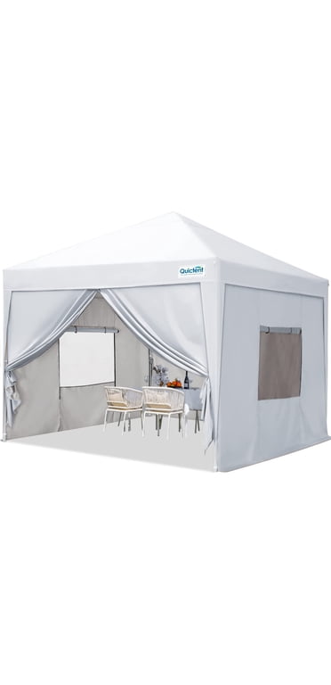 8x8ft Pop-Up Canopy Tent With Slant Legs, Central Lock, Wheeled Backpack, And Side Wall