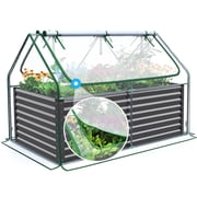 Quictent Raised Garden Bed with Cover, 6x3x2ft, Tall Metal Planter Box, Clear, 45.5 lbs