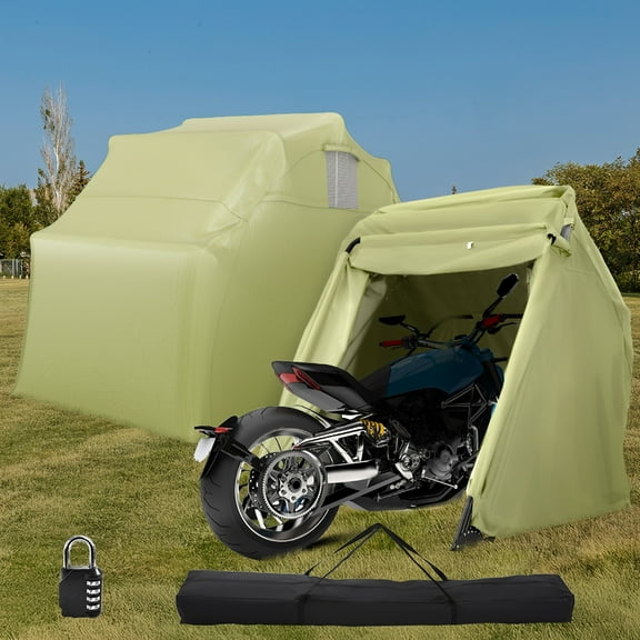Quictent Stainless Steel Motorcycle Shelter with 2 Roll-Up Side Windows, Waterproof and UV Resistant Outdoor Storage Tent Cover for Motorcycle, Bike, Garden Tools