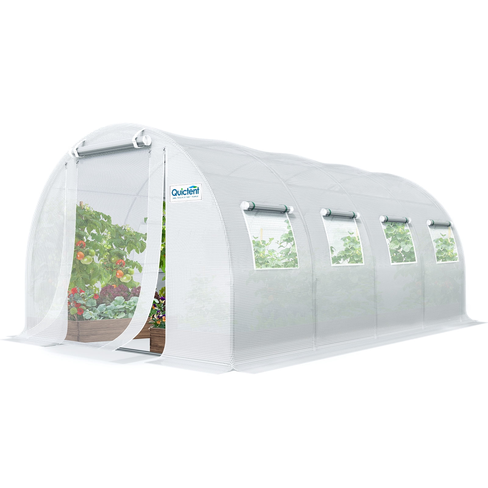 Quictent Upgraded 20x10x6.6 ft Large Walk-in Greenhouse for Outdoor, High Tunnel Green House w/ PE Cover 2 Zipper Screen Doors, White