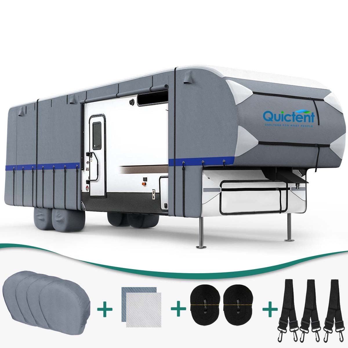 Quictent Upgraded 5th Wheel RV Cover, ExtraThick 6Ply Camper Cover