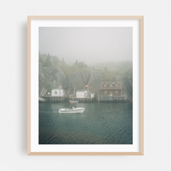 Quidi Vidi in Fog 01 - St. John's Newfoundland and Labrador Canada Photography Oak Framed Wall Art Print 24 x 30 inches