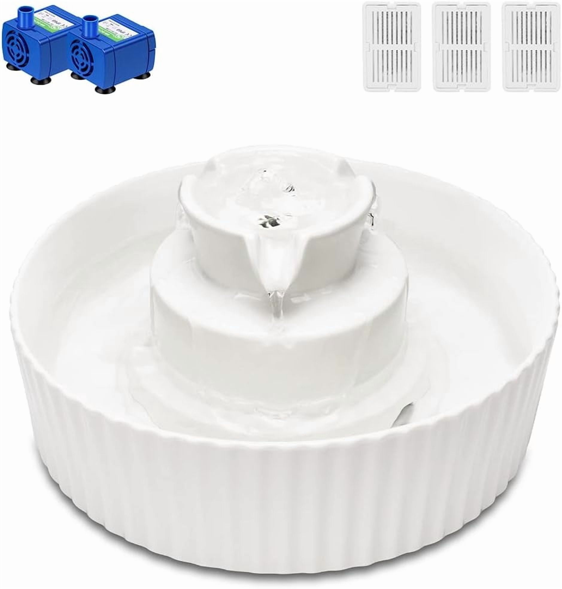 Quiet 2.1L Pet Water Fountain with Dual Pumps and Triple Carbon Filters for Cats and Dogs