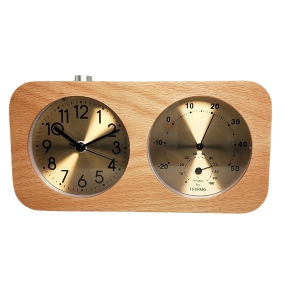 Quiet Alarm Clock With Night Light Function And Temperature Humidity Display Kids Wood Desktop Analog Clock Decoration