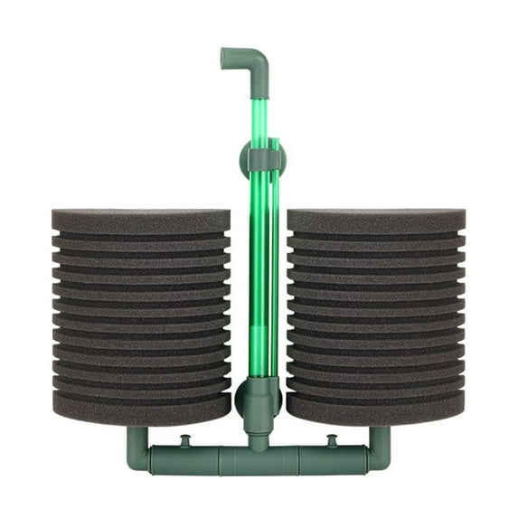 Quiet Aquarium Filter with Bio-Sponge & Adjustable Suction Cups, Fish Tank Water Filter Pump for Oxygen Filtration & Circulation, Dual-Function Fish Tank Filter (L)