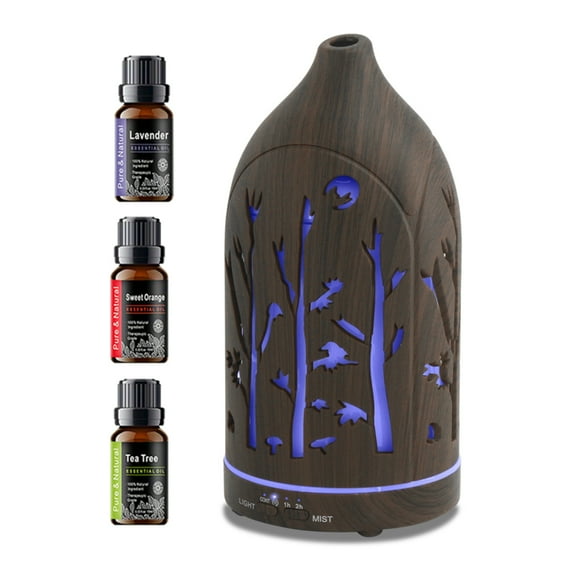 Quiet Aromatherapy Diffuser with Auto Shut Off 3 Oils - Stress Relief Sleep & Mindfulness Aid