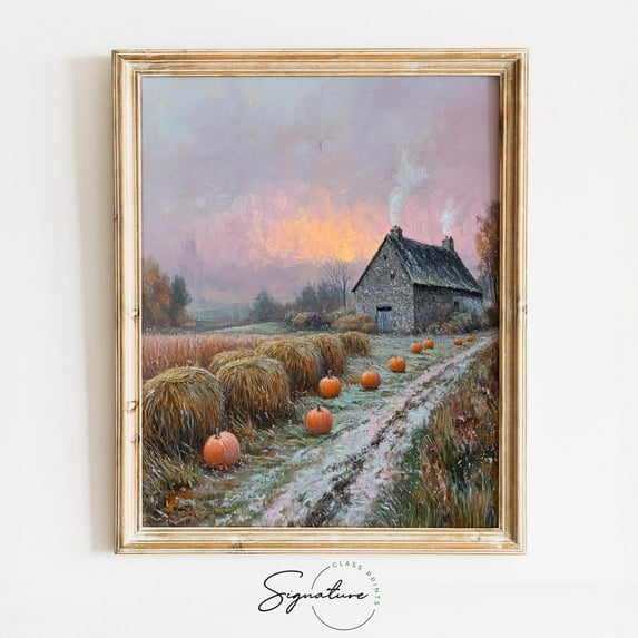 Quiet Autumn Farm At Dawn – Cozy Fall Morning Scene, Rustic Earthy Farmhouse Decor, Cottagecore Wall Art, 1388 Home Decor, 12x18 UNFRAMED