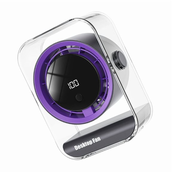 Quiet Battery Operated Table Fan With Type C Charging And 100 Level Wind Control Digital Display Desktop Fan
