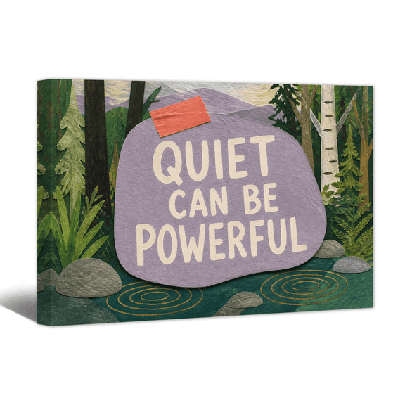 Quiet Can Be Powerful Canvas Wall Art Inspiring Quote Picture Print, Affirming Paper Cutting Artwork Positive Modern Painting for Home Living Room Bedroom Office Decor