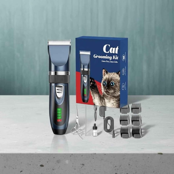 Quiet Cat Clippers for Matted & Long Hair, 2-Speed Cordless Pet Shaver Grooming Kit