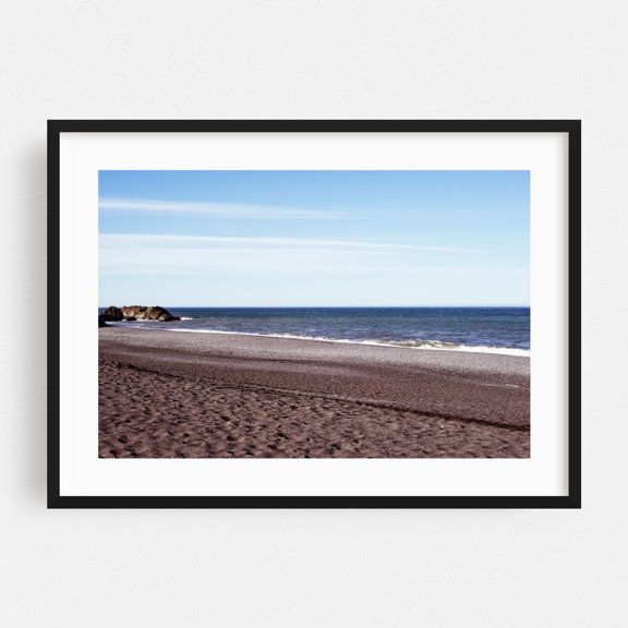 Quiet Coastline - Photography Beach Coast Ocean Seascape Waves Landscape Minimalist Black Framed Wall Art Print 24 x 36 inches