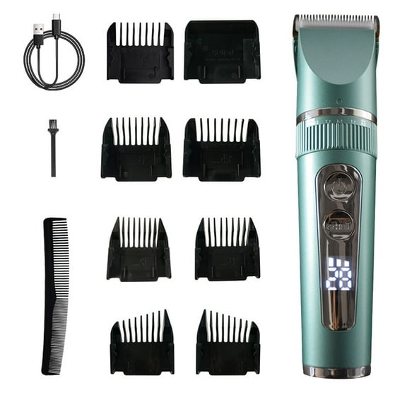 Quiet Cordless Men's Hair Clippers with LED Display and Rechargeable Battery, Includes Trimmer Set