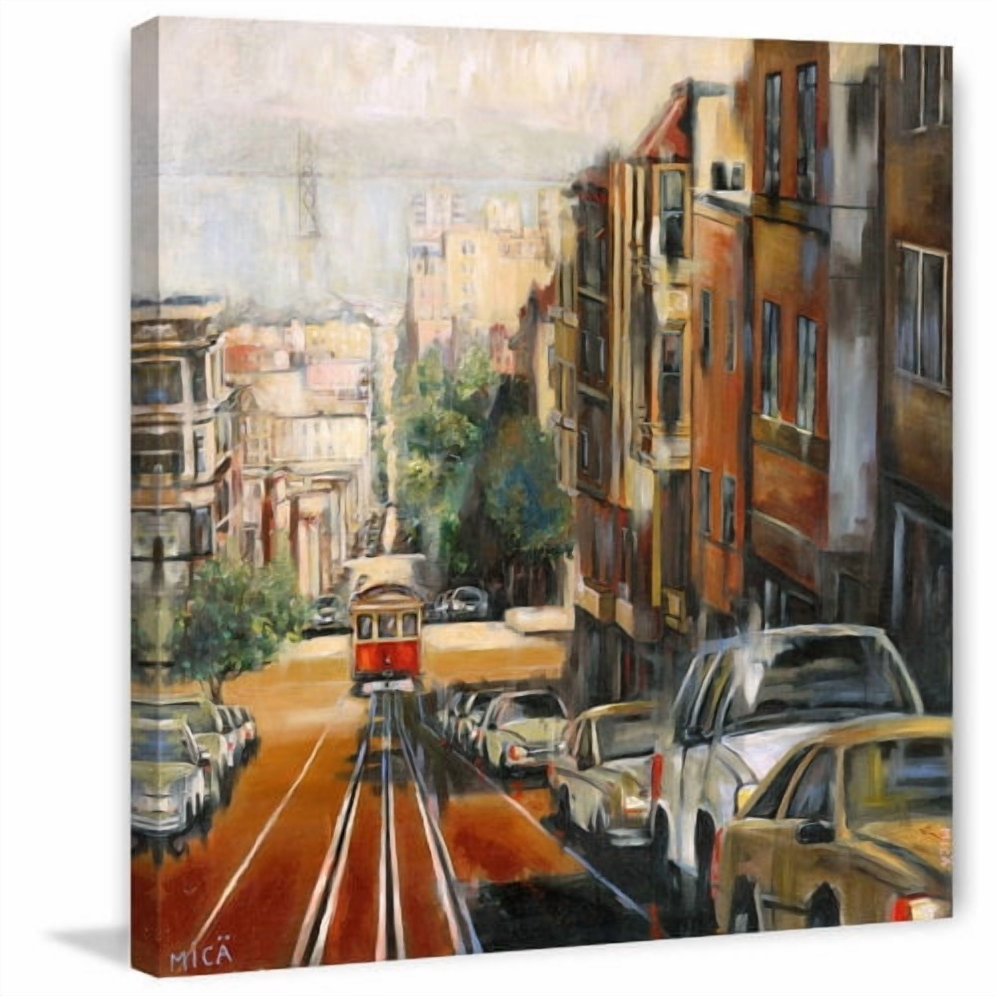 "Quiet Dawn in San Francisco" Painting Print on Wrapped Canvas