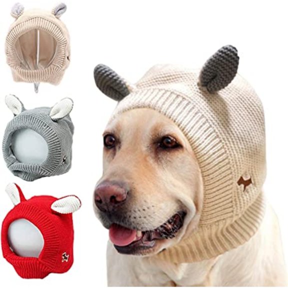 Quiet Ears For Dogs, Dog Ear Muffs Noise Protection, Puppy Knitted Hat Bunny Ears Design, Grooming, Ear Wrap, Dog Ear Protection gray