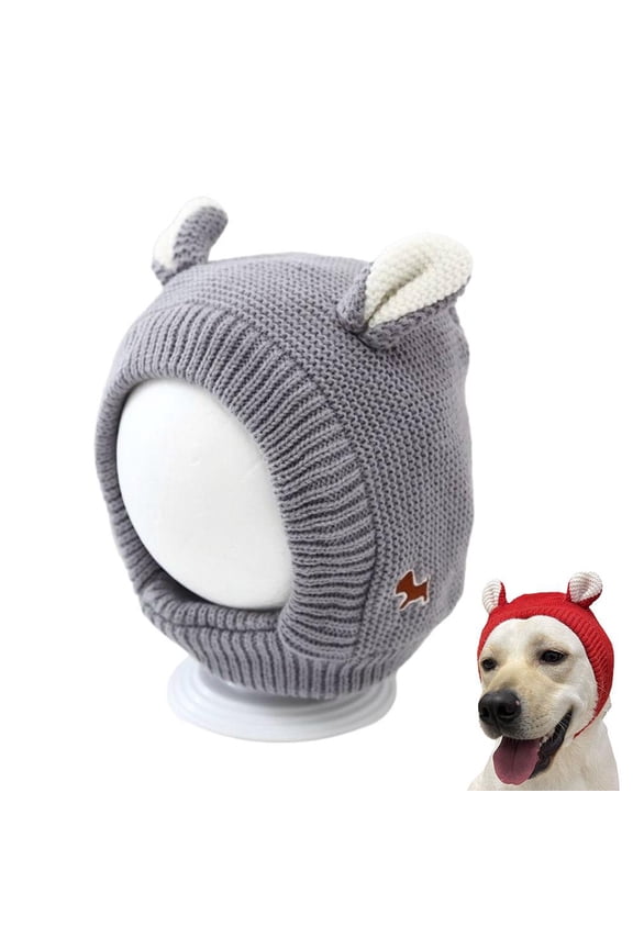 Quiet Ears for Dogs,Dog Ear Muff Noise Protection Knit Hat Pet Neck Ear Warmer for Winter Knitted for Anxiety Calm Dow