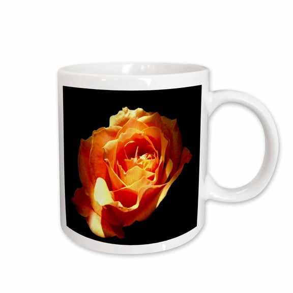 3drose, Quiet Embers, a Brilliant Flame Colored Rose Highlighted Against a Dark Background, 11oz Mug