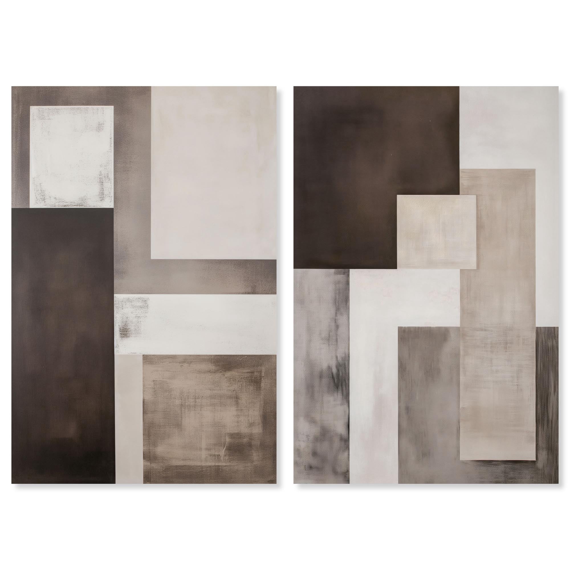 Quiet Geometries Set Canvas Print Brown Wall Art Set by Art Remedy, Gallery Wrapped, 24 x 36