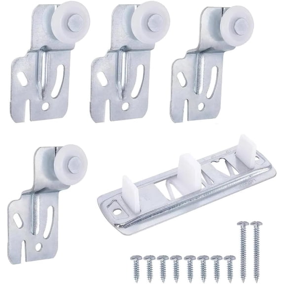 Quiet Glide Sliding Door Roller Set, Top-Hung Sliding Door Hardware Roller & Track Kit, 5-Piece Wardrobe Closet Door Repair Replacement Set
