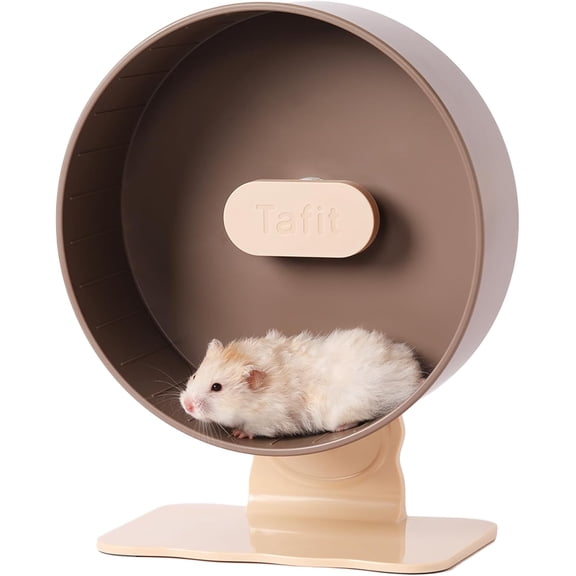 Quiet Hamster Wheel 10.2 Inch Dual-Bearings Silent Small Animals Running Exercise Wheel Height Adjustable for Syrian Hamsters, Gerbils, Rats, or Other Small Pets, Nut Brown