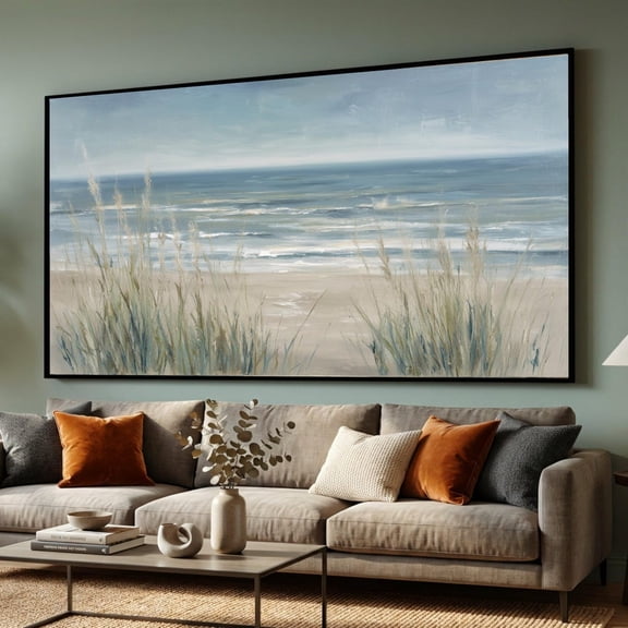 Quiet Horizon Coastal Art Beach Grass Wall Art Tranquil Ocean Scene