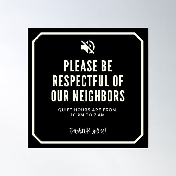 Quiet Hours Sign - Black Poster Wall Art, Modern Wall Decor, 30x30 UNFRAMED
