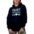 thumbnail image 1 of Quiet, I'm Keeping Score Quote with Ball, Golf Player, Golfing or Golfer Themed Merch Gift, Navy Blue Hooded Sweatshirt or Hoodie, Large, 1 of 5