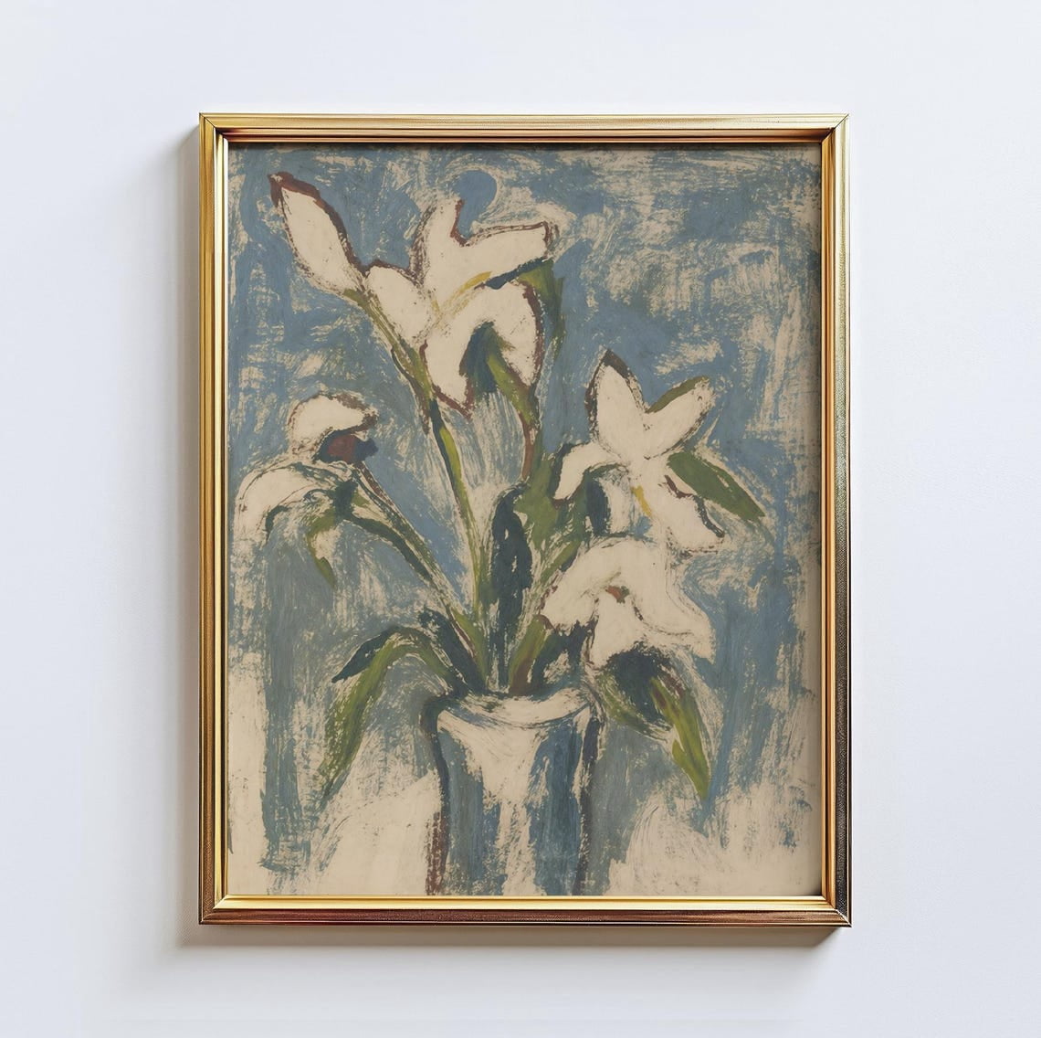 Quiet Lilies Wall Art Print, Vintage White Lily Vase Floral Decor ...