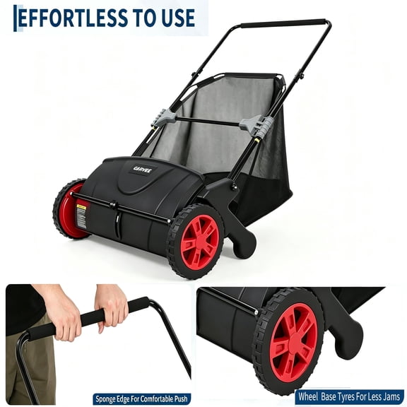 Quiet Manual Push Lawn Mower Easy-to-Use Hand-Powered Grass Cutter for Eco-Friendly Lawn shellhub Black Red