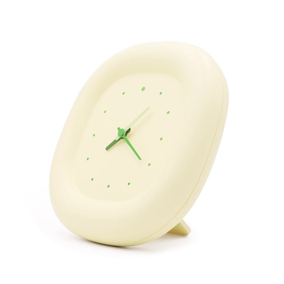 Quiet Mechanism ABS Table Clock Creamy Yellow Bubble Design Operated Contemporary Bedroom Living Room Decors