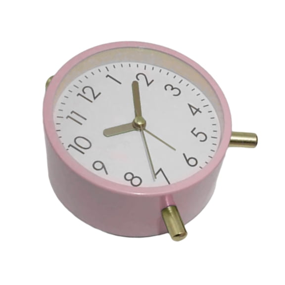 Quiet Mechanism Round Analog Alarm Clock with Soft Night Light for Easy Time Checking Metal Table Clock Operated