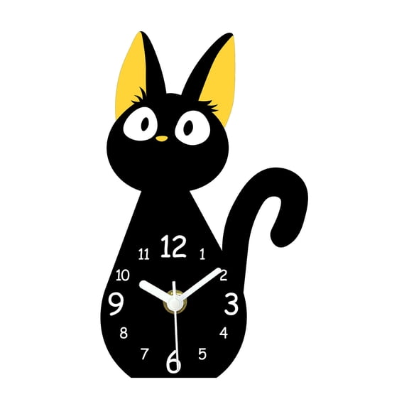 Quiet Movements Cartoon Black Cats Desk Clock Modern Acrylic Design Arabic Numerals For Bedroom Office Or Kitchen Use