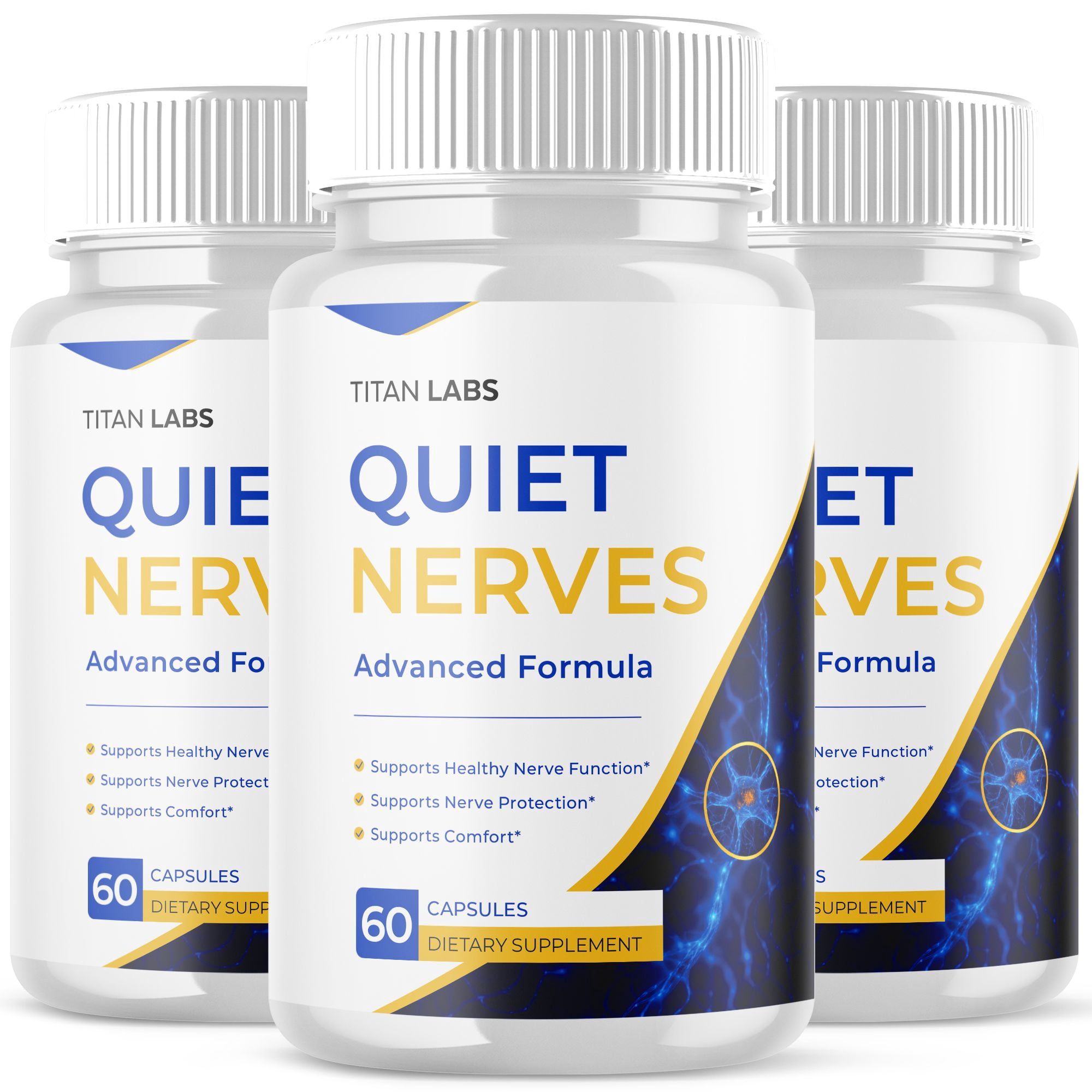 Quiet Nerves Advanced Nerve Support Supplement Pills All Natural Ingredients QuietNerves 180 Capsules