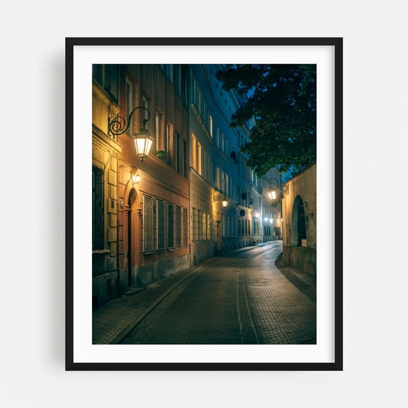 Quiet Night - Warsaw Mazowieckie Poland Photography Black Framed Wall Art Print 30 x 40 inches