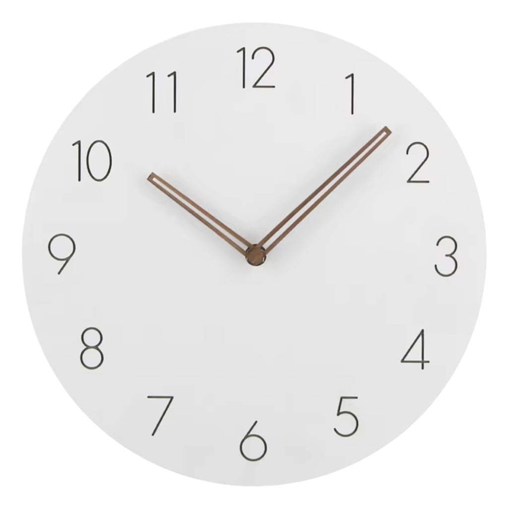 Quiet Not Ticking 12Inch Wooden White Round Wall Clock with Easy to ...