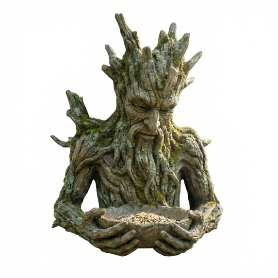 The Quiet Offering A Tree-Integrated Bird Feeding Sculpture Tree Faces Decor Outdoor Millennial Ancient Tree Bird Feeder with Hidden Keyhole Hanger Whimsical Art Décor Garden Accessory