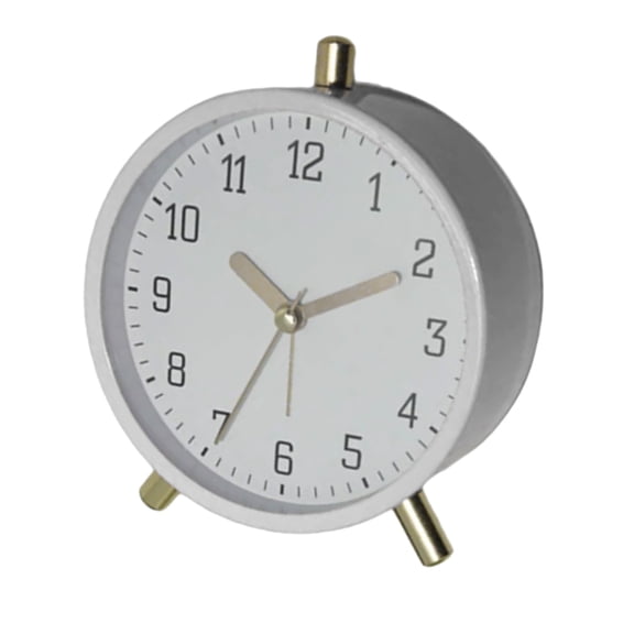 Quiet Operations Metal Round Alarm Clock with Nightlight for and Adults Battery Operated for Bedroom or Desk Use