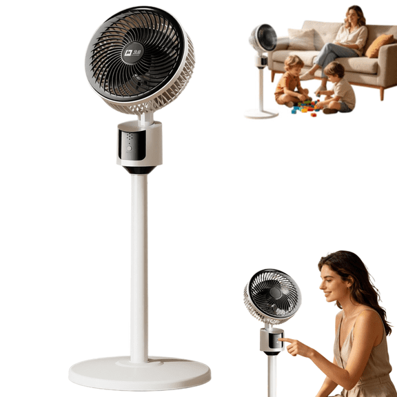 Quiet Pedestal Circulator Fan, Pedestal Fan With Remote Adjustable Height Stand Fans, 3 Speed USB Standing Fans, 90 Oscillating StandingFan for Whole Room(White)
