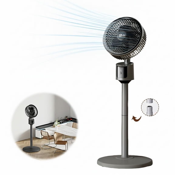 Quiet Pedestal Circulator Fan, Pedestal Fan With Remote Adjustable Height Stand Fans, 3 Speed USB Standing Fans, 90 Oscillating StandingFan for Whole Room
