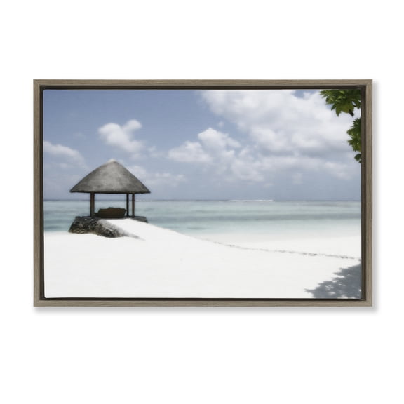 Stupell Industries Quiet Place Beach Coast Brown Framed Floater Canvas Wall Art, design by Noah Bay, 17 x 25