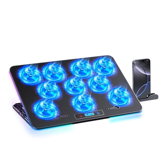 Quiet RGBs Gaming Laptop Cooling Pad With Adjustable Speed Setting And Universal Compatibility For 14-17.3inch Devices