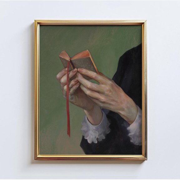 Quiet Reading Feminine Hand Tiny Book Wall Art Home Decor Unframed Paper Print