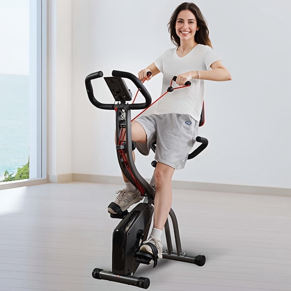 Quiet Recumbent Exercise Bike for Home, 8 Resistance Levels, Comfortable Seat, Heart Rate Handles & iPad Holder, for Seniors & Adults