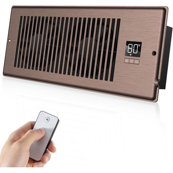 Quiet Register Booster Fan Fits 4" x 12" Register Holes, 10-Speed  Heating Cooling AC Vent Fan with Remote Control and Thermostat Control -