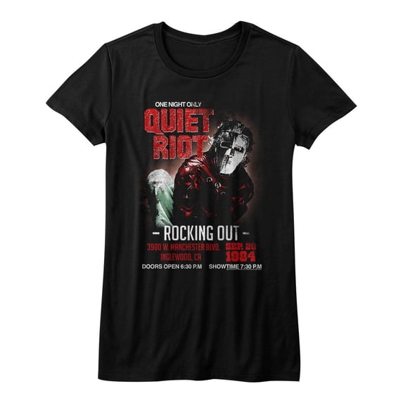 Quiet Riot Rocking Out Black Junior Women's T-Shirt